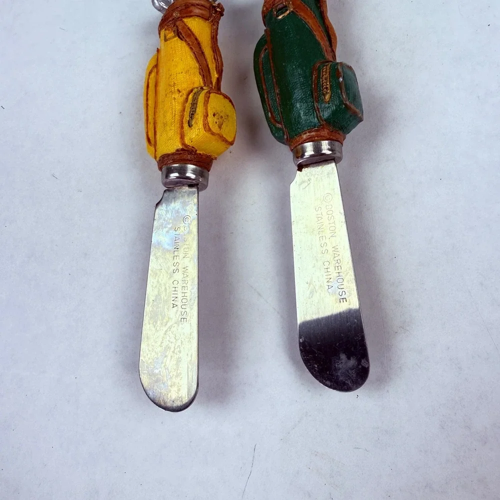 Boston Warehouse Golf Bag Cheese Spreaders Set of 2 Stainless Steel Novelty Gift